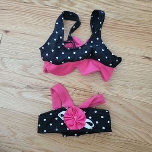 Small Dog bikini black polka dot and pink